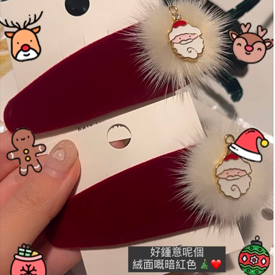 P0266 棗紅色聖誕老人髮夾