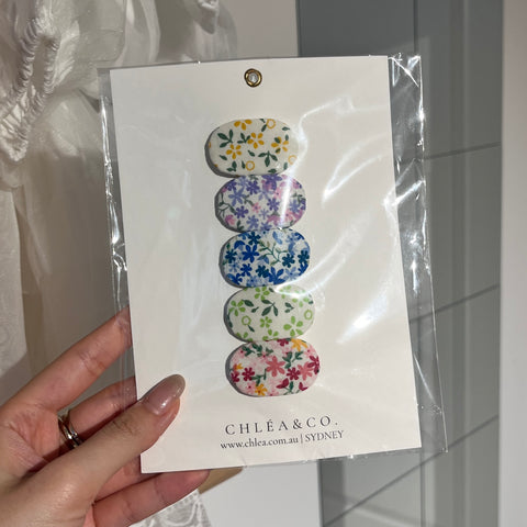 P0338 碎花髮夾5件裝