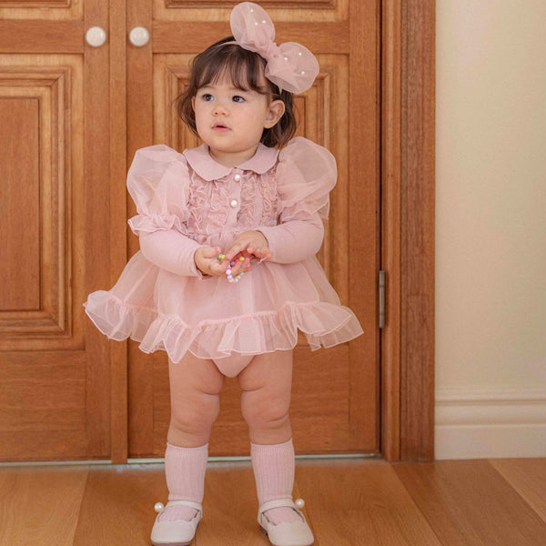 B0435 泡泡袖紗裙款連身衣