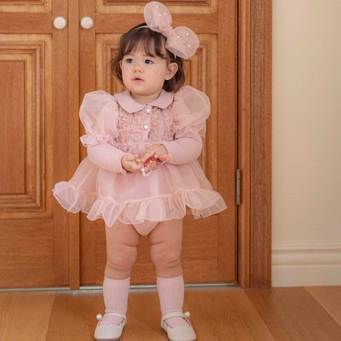 B0435 泡泡袖紗裙款連身衣