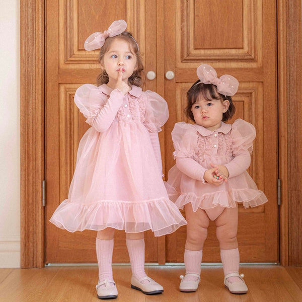 B0435 泡泡袖紗裙款連身衣