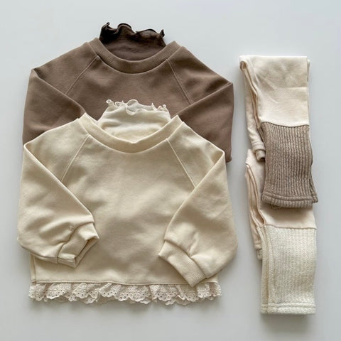 K0613 杏色拼色長褲 1-2Y