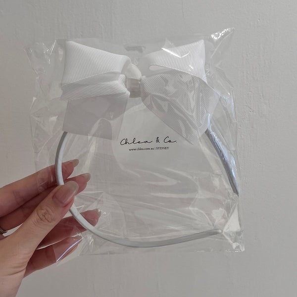 P0328 白色絲帶頭箍