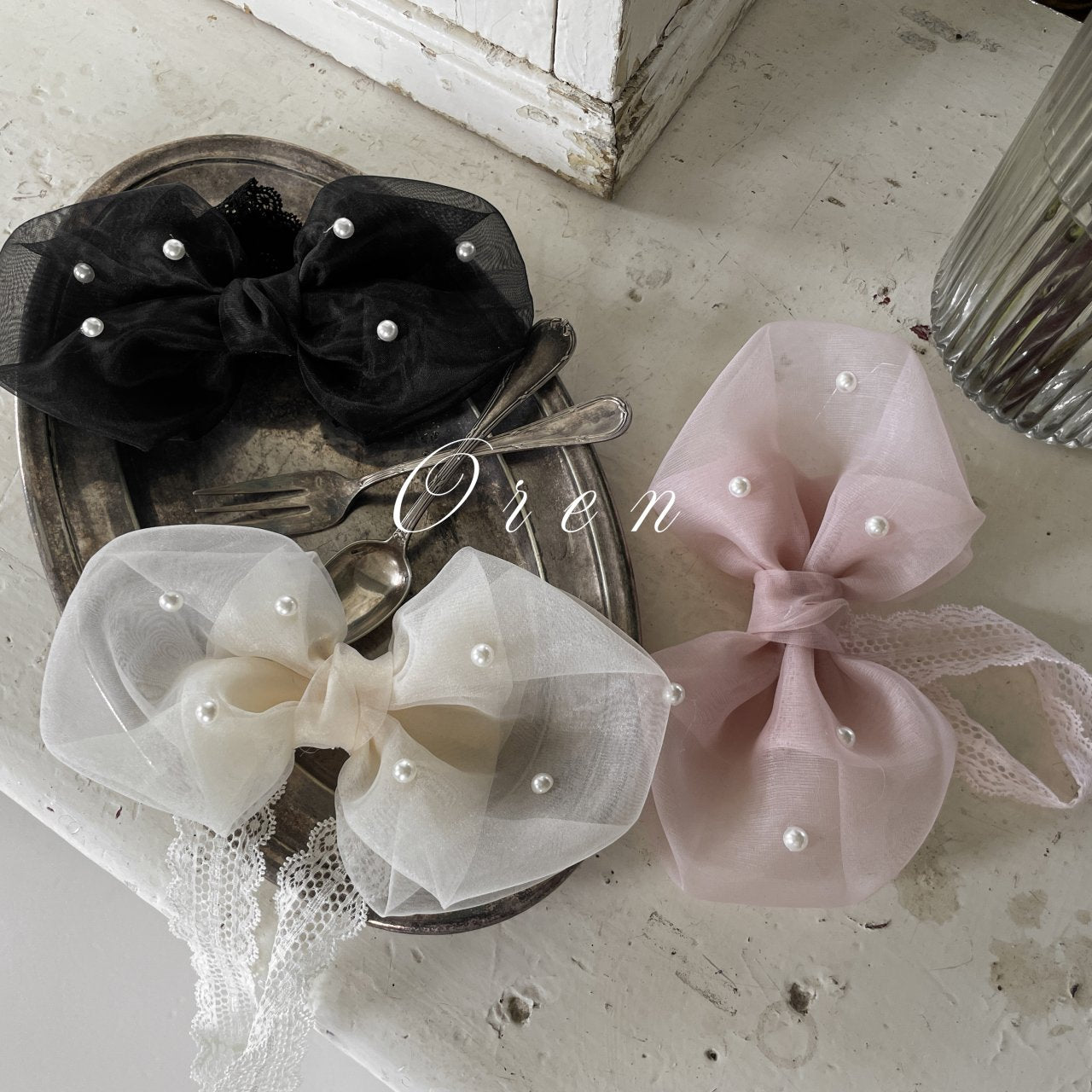 P0347 小珍珠蝴蝶結Hairband