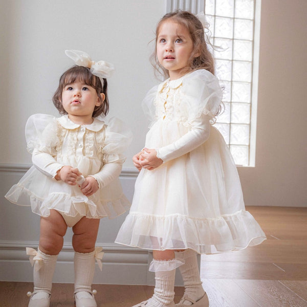 B0435 泡泡袖紗裙款連身衣