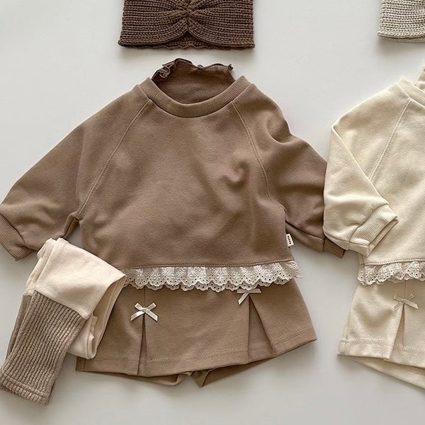 K0613 杏色拼色長褲 1-2Y