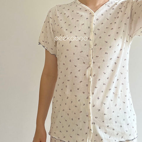 A0020 Peekaboo 成人家居服 紫碎花 Free Size