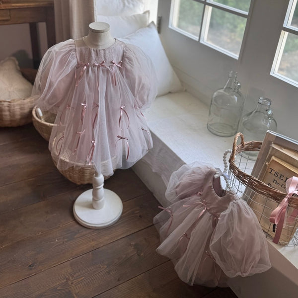 K0611 蝴蝶結絲帶連身裙