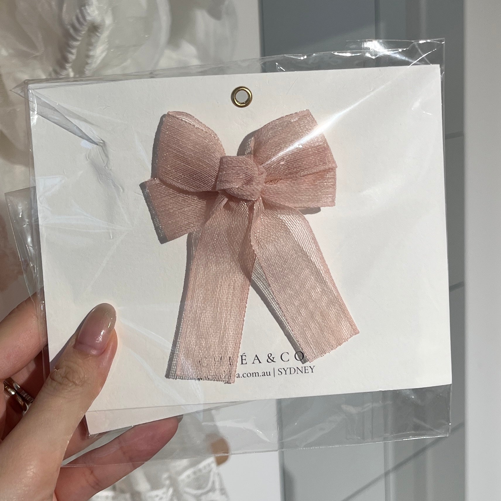 P0339 粉紅色蝴蝶結髮夾