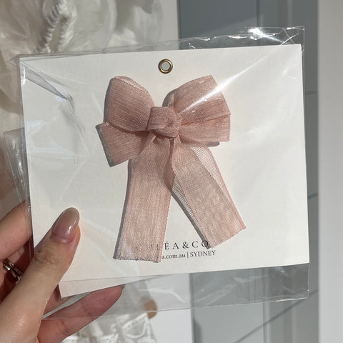 P0339 粉紅色蝴蝶結髮夾