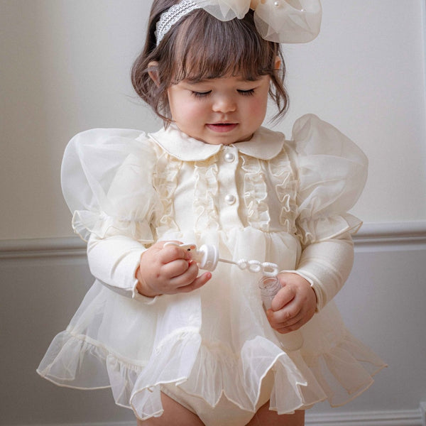 B0435 泡泡袖紗裙款連身衣