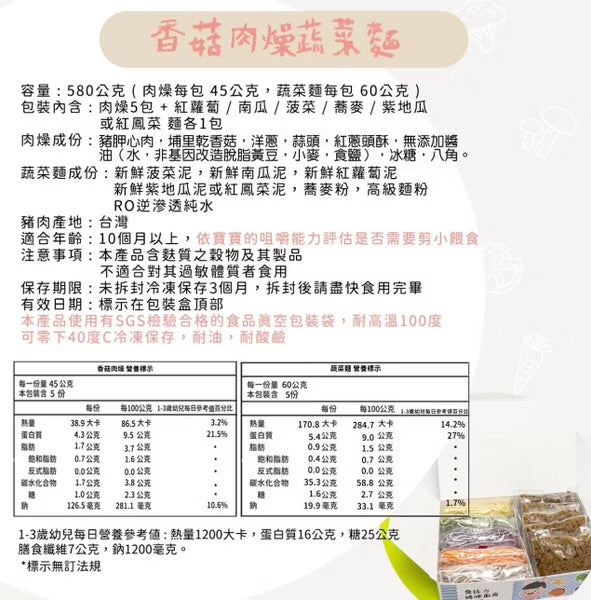 【限時團購】肉燥 + 蔬菜麵【10m+】 五組