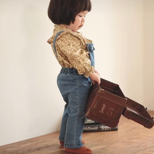 K0622 吊帶牛仔喇叭褲