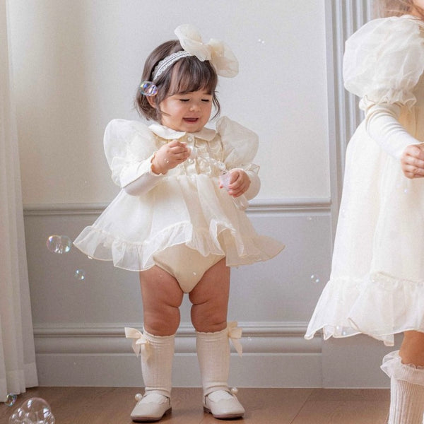 B0435 泡泡袖紗裙款連身衣