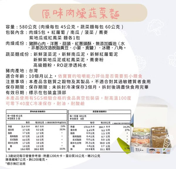 【限時團購】肉燥 + 蔬菜麵【10m+】 五組