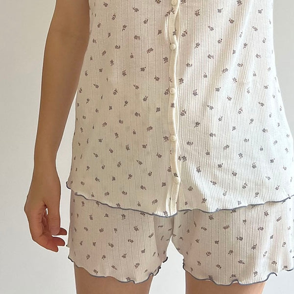 A0020 Peekaboo 成人家居服 紫碎花 Free Size