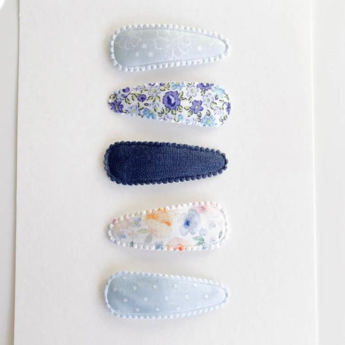 P0327 藍色系花花髮夾