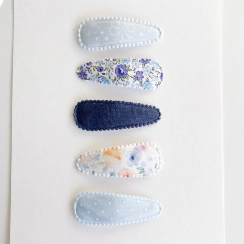 P0327 藍色系花花髮夾