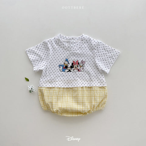 B0334 OOTTBEBE X DISNEY 連身衣 黃色 6-12M